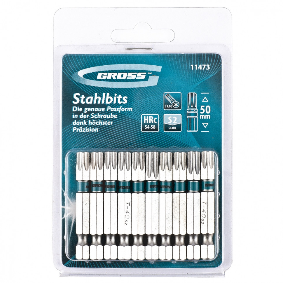 Набор бит TORX 40х50, сталь S2, 10 шт //GROSS 11473
