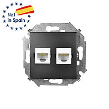 1591593-038 Розетка для передачи данных 2xRJ45
Cat.5e UTP (Systimax) цвета графит