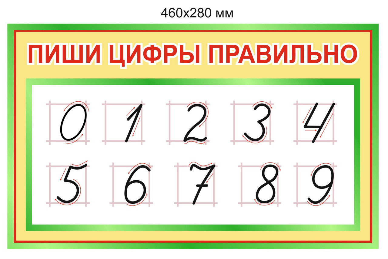 Стенд "Пиши цифры правильно-1" 460х280 мм