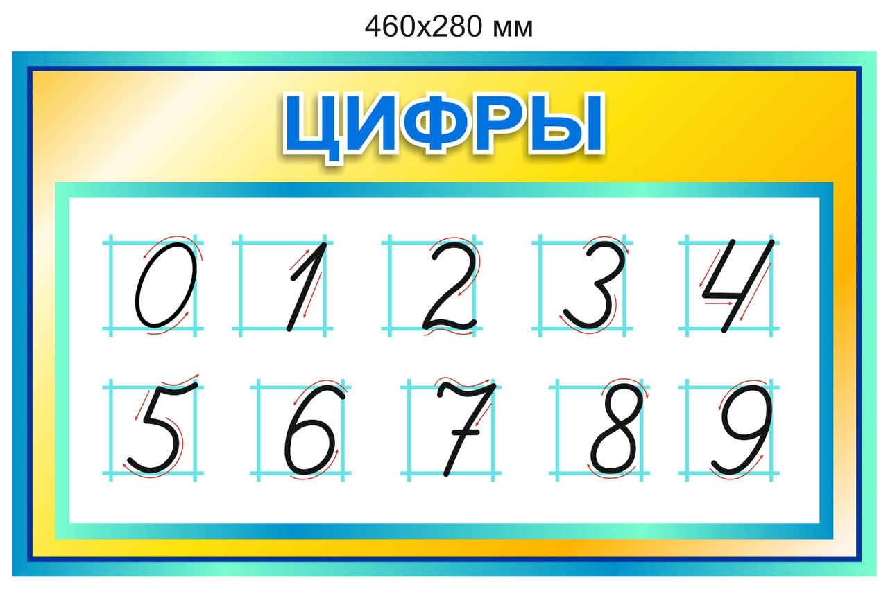 Стенд "Пиши цифры правильно-2" 460х280 мм - фото 1 - id-p133452909