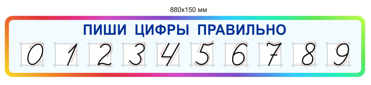 Стенд "Пиши цифры правильно-4" 880х150 мм - фото 1 - id-p133453318