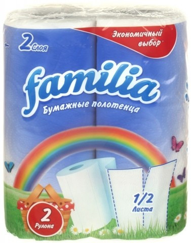 Полотенца бумажные Familia 2 рулона, ширина 227 мм, «Радуга», белые - фото 1 - id-p133488934