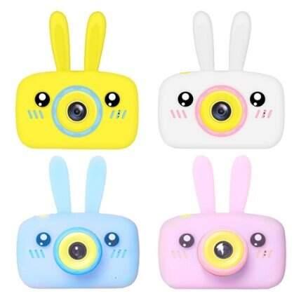 Детский фотоаппарат детская камера цифровая GSMIN Fun Camera Rabbit (Розовый, голубой, белый, желтый)