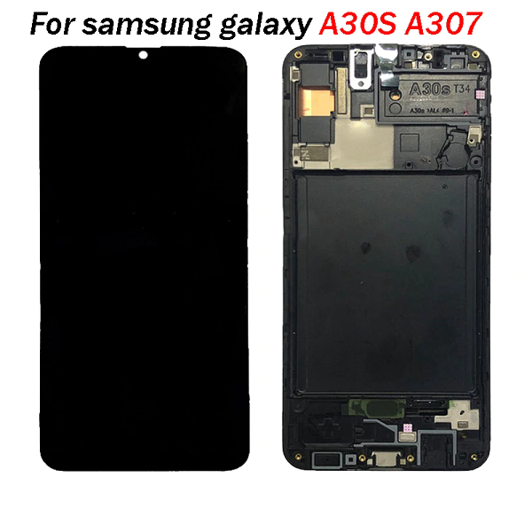 Дисплей (экран) для Samsung Galaxy A30s (A307) с тачскрином (с рамкой), черный - фото 1 - id-p126327429