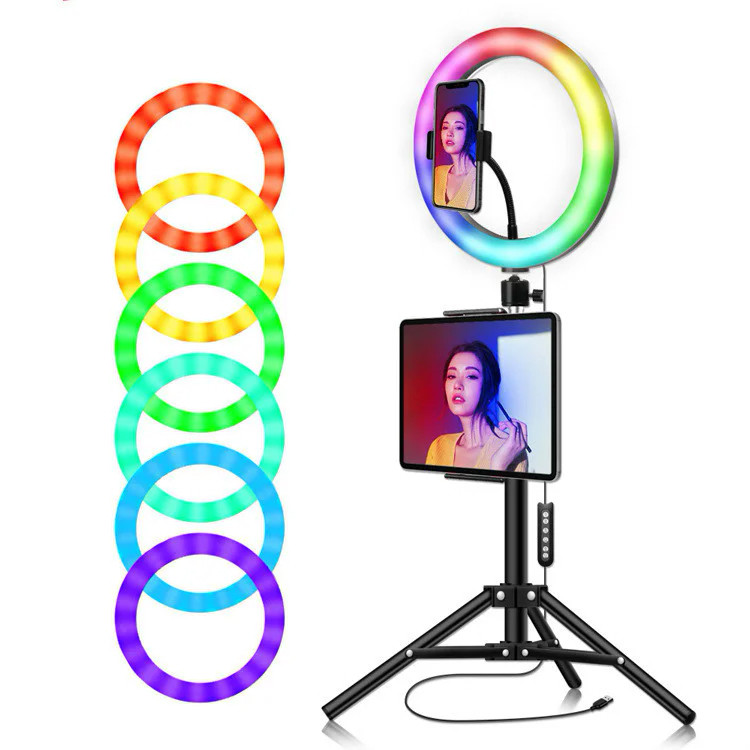 Кольцевая лампа 26 см RGB LED MJ26 + штатив 2,1 метра