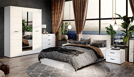 Модульная спальня Йорк Белый/белый глянец фабрика Империал - кровать с основанием, фото 2