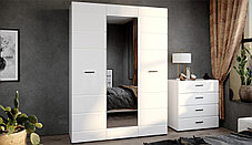 Распашной шкаф для спальни Йорк 3дв Белый/белый глянец фабрика Империал, фото 3