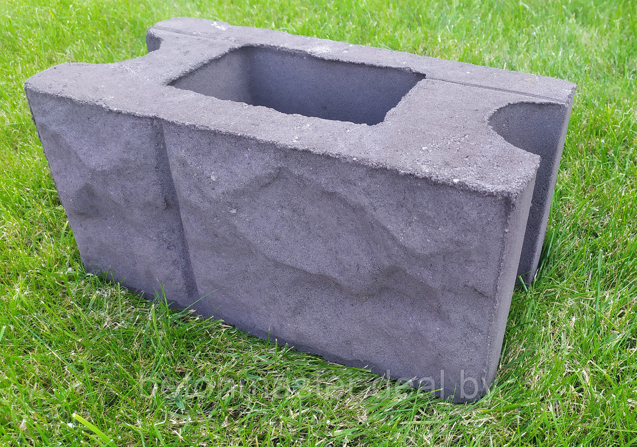 Блок бетонный рядовой для забора "рваный камень"