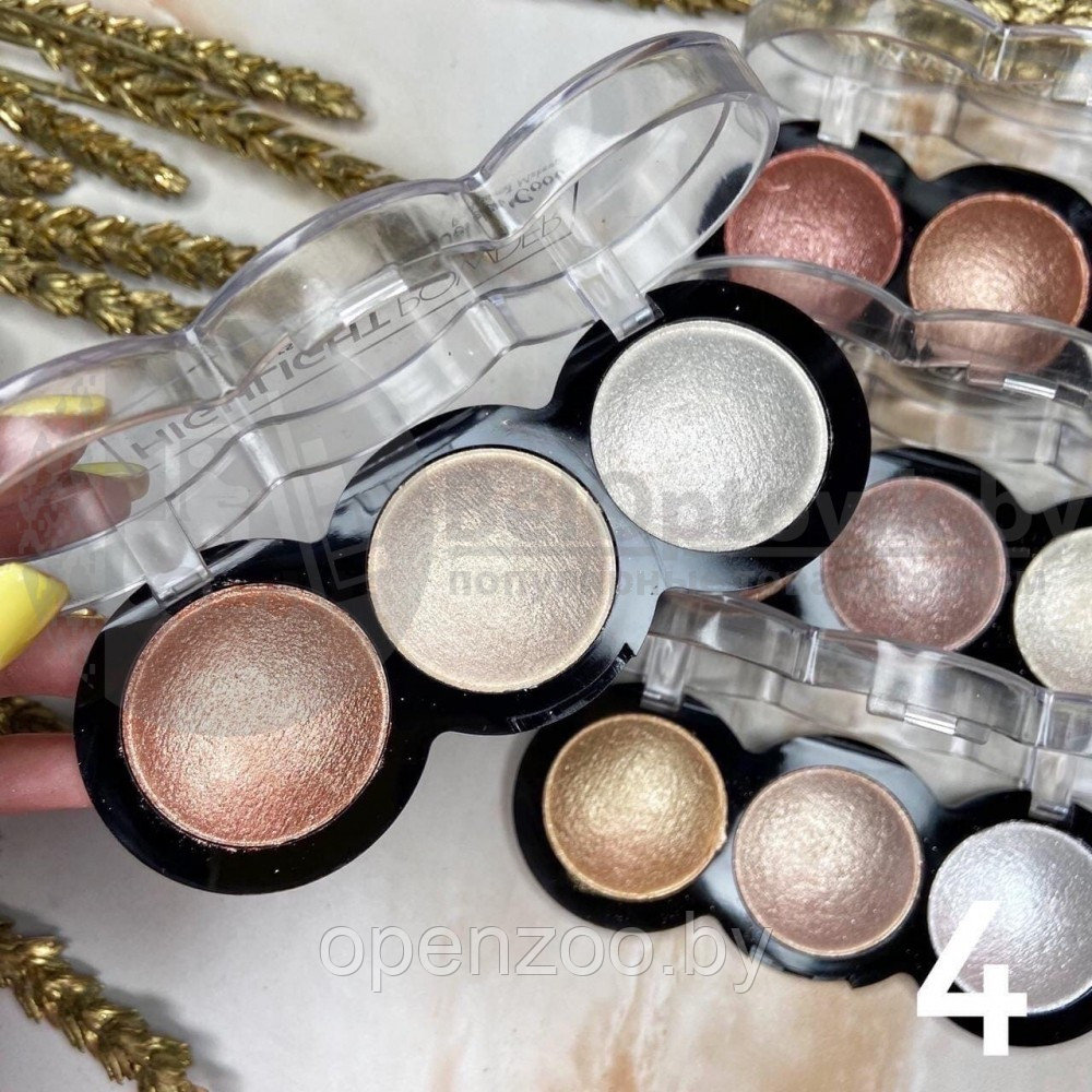 Хайлайтер для макияжа лица MSYAHO Powder Highlighter Pretty 3 color mix (3 тона х 10,5 g) Тон 02 - фото 10 - id-p133757953