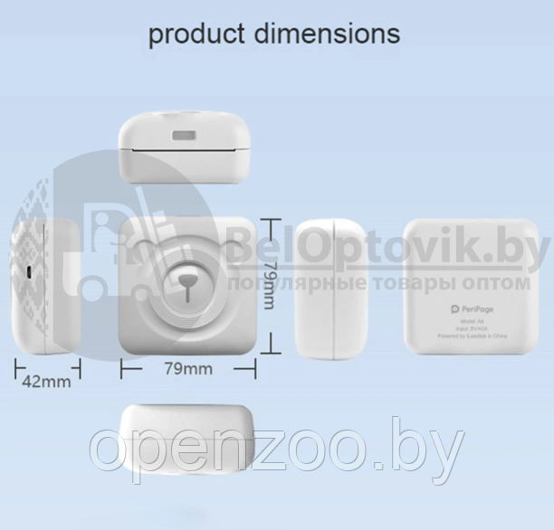 Карманный Bluetooth термопринтер (принтер) Printer PeriPage mini A6 для смартфона Белый - фото 2 - id-p133757988
