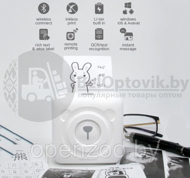 Карманный Bluetooth термопринтер (принтер) Printer PeriPage mini A6 для смартфона Белый - фото 3 - id-p133757988