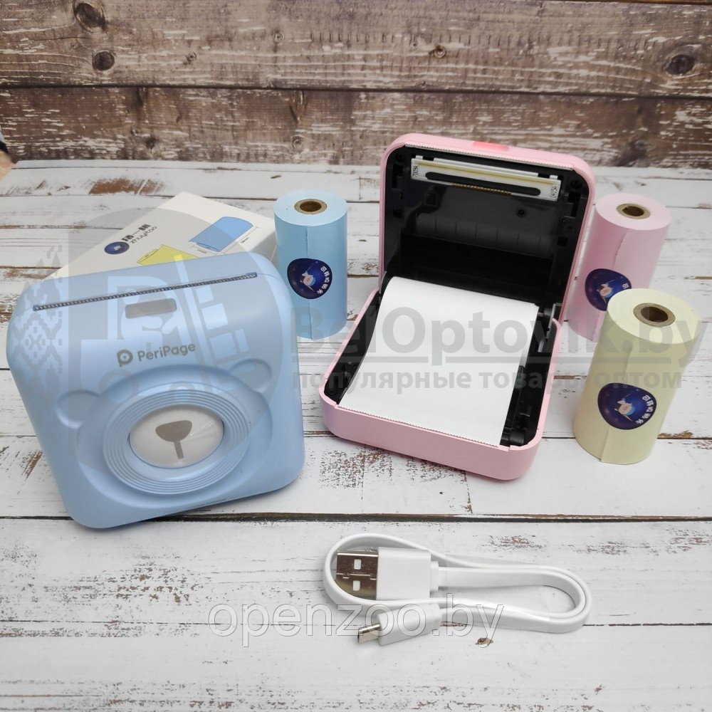 Карманный Bluetooth термопринтер (принтер) Printer PeriPage mini A6 для смартфона Розовый - фото 5 - id-p133757989