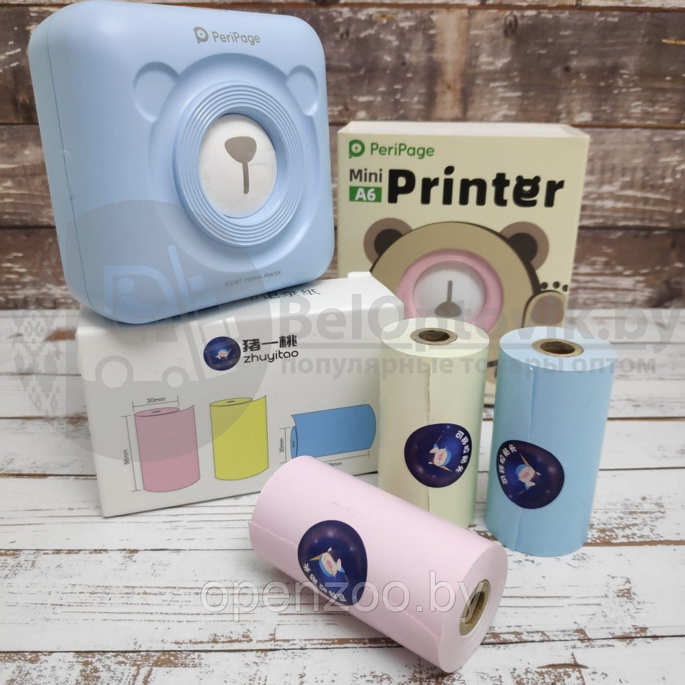 Карманный Bluetooth термопринтер (принтер) Printer PeriPage mini A6 для смартфона Розовый - фото 7 - id-p133757989