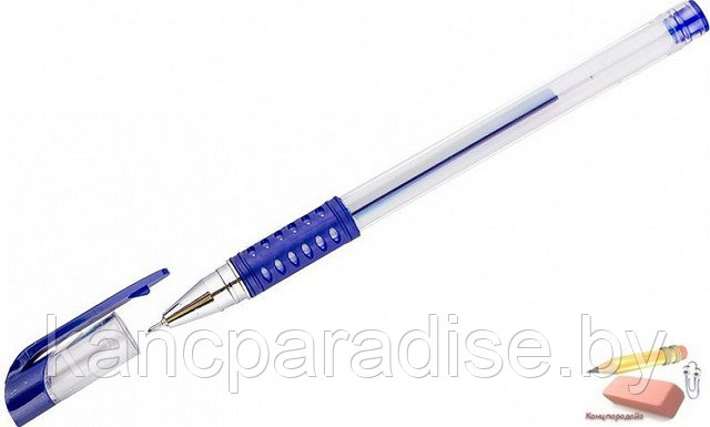 Ручка гелевая OfficeSpace, 0,5 мм, грип, игольчатый стержень, синяя - фото 1 - id-p133762052