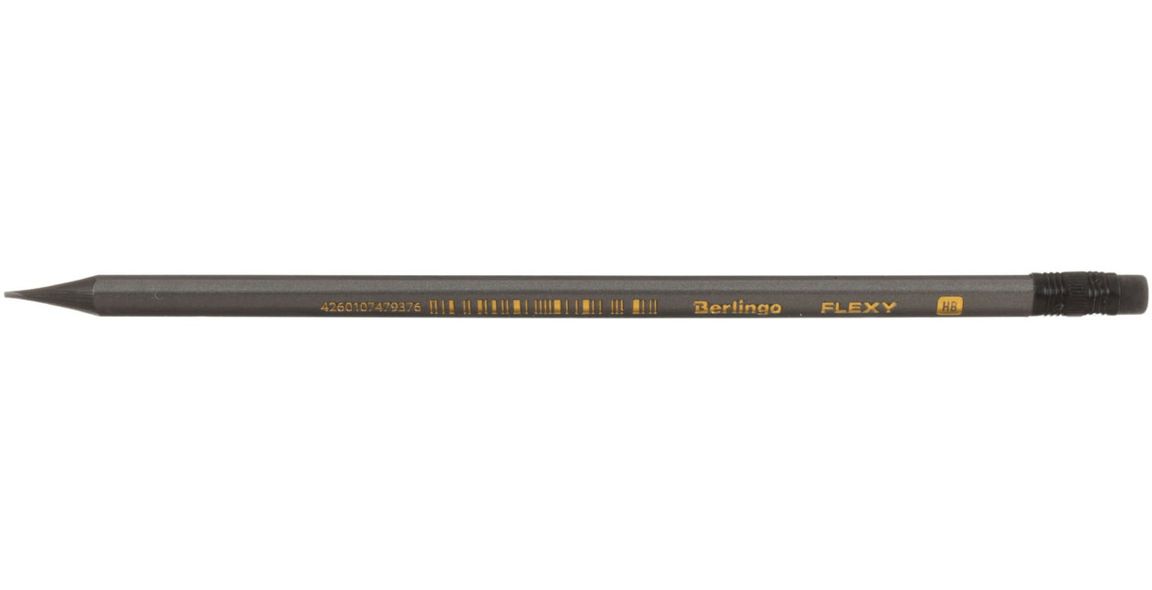 Карандаш чернографитный Berlingo Flexy твердость грифеля ТМ, с ластиком, серый - фото 1 - id-p133760880