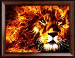 Картина стразами "Огненный лев"