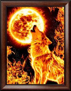 Картина стразами "Огненный волк"