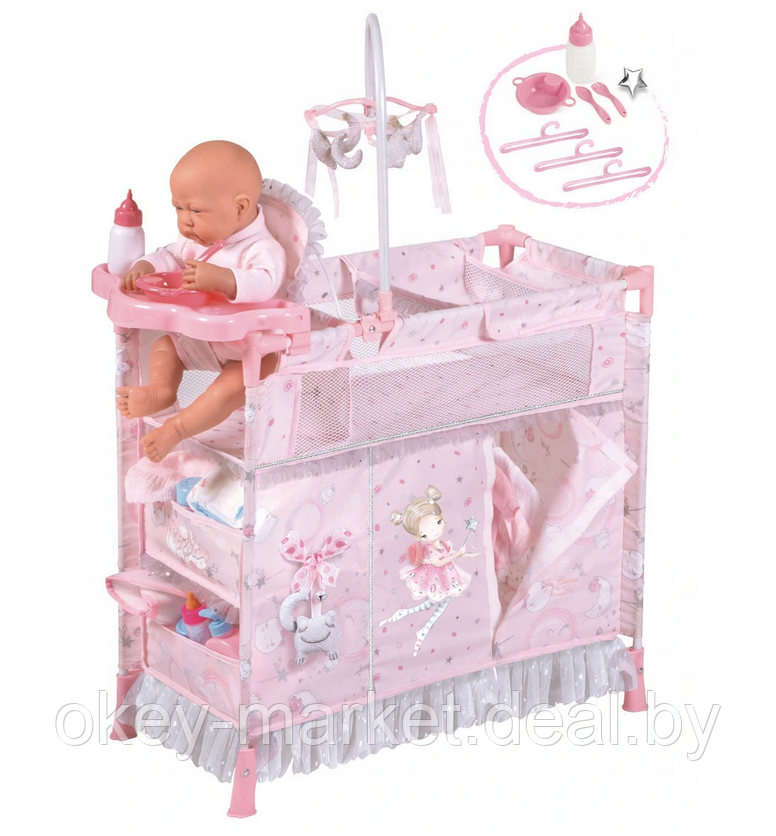 Кроватка-игровой центр с аксессуарами для куклы серии Мария 53034