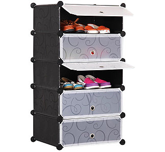 Универсальный модульный шкаф для одежды, обуви, игрушек Plastic Storage Cabinet Черный Classic 5 полок