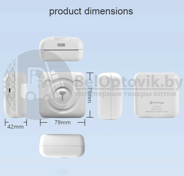 Карманный Bluetooth термопринтер (принтер) Printer PeriPage mini A6 для смартфона Синий - фото 2 - id-p133809210