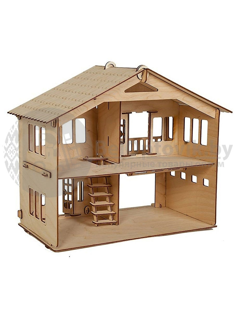 Конструктор деревянный Дом с гаражом сборка без клея Polly Н-11 (81 деталь) - фото 10 - id-p133809226