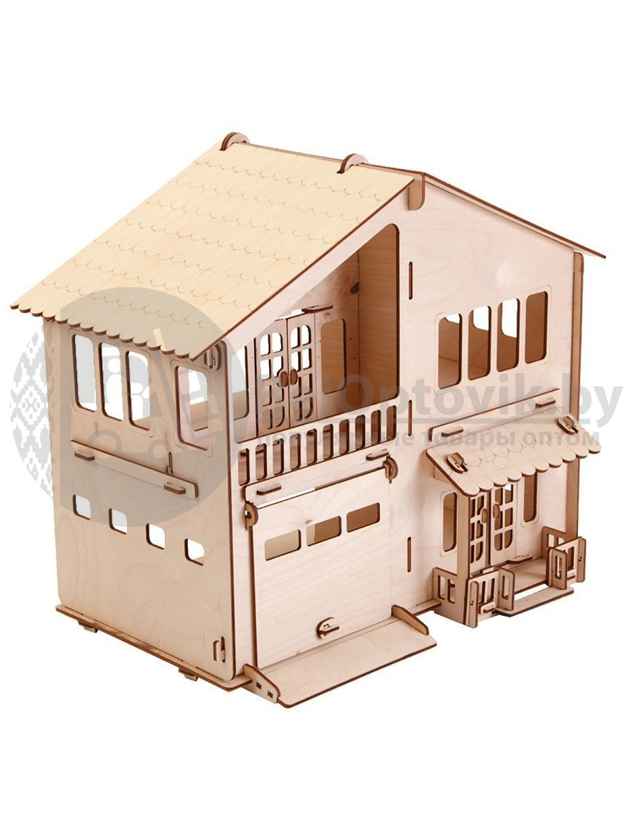 Конструктор деревянный Дом с гаражом сборка без клея Polly Н-11 (81 деталь) - фото 9 - id-p133809226