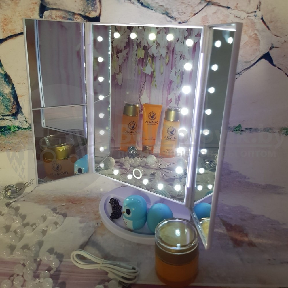 НОВИНКА Зеркало Superstar Magnifying Mirror для макияжа с LED-подсветкой Розовое - фото 2 - id-p133809297