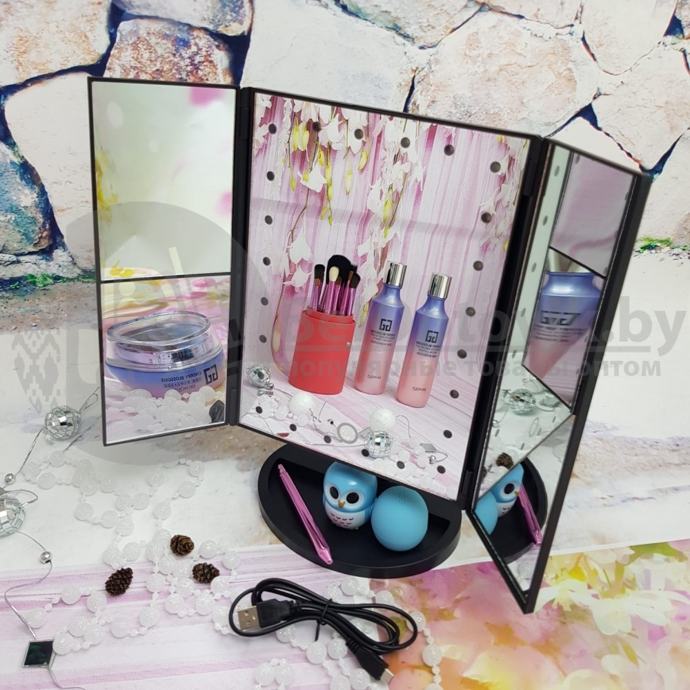 НОВИНКА Зеркало Superstar Magnifying Mirror для макияжа с LED-подсветкой Розовое - фото 5 - id-p133809297