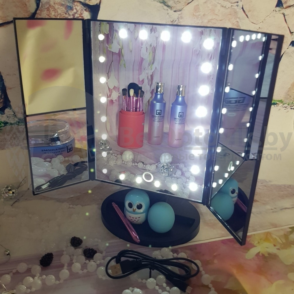 НОВИНКА Зеркало Superstar Magnifying Mirror для макияжа с LED-подсветкой Розовое - фото 9 - id-p133809297