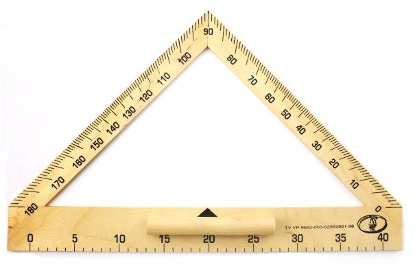 Треугольник деревянный с транспортиром «Красная звезда Можга» 40 см, 45° - фото 1 - id-p133811693