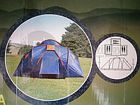 Палатка туристическая LanYu 1699-3-х комнатная 6-и местная 230155155х230155х190/170 см с тамбуромнавес
