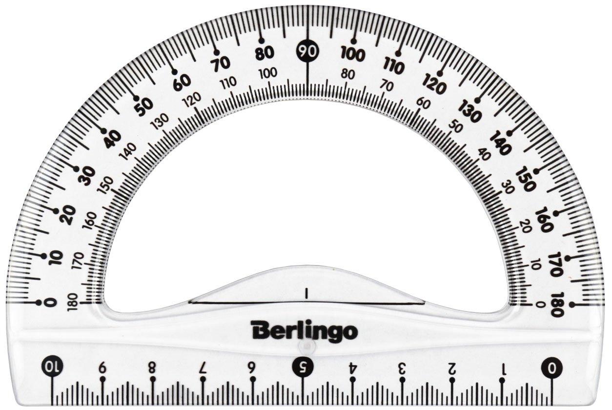 Транспортир Berlingo 10 см, 180°, прозрачный - фото 3 - id-p133811779