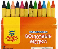 Мелки восковые «Енот на острове Пасхи» 12 цветов, 12 шт., диаметр 8 мм, длина 90 мм