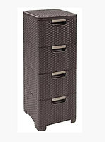 Комод 4 STYLE RATTAN DRAWER X 4, темно -коричневый