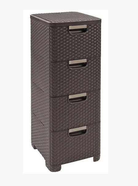 Комод 4 STYLE RATTAN DRAWER X 4, темно -коричневый - фото 1 - id-p133864397