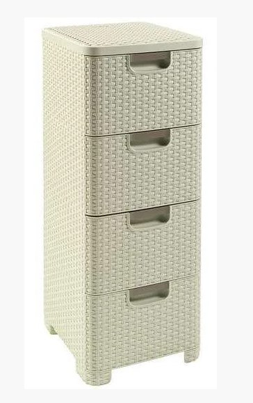 Комод 4 STYLE RATTAN DRAWER X 4 , кремовый - фото 1 - id-p133864447