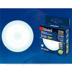 LED-GX53-6W/NW/GX53/FR PLZ01WH Лампа светодиодная : матовая. Белый свет. Картон. ТМ Uniel.