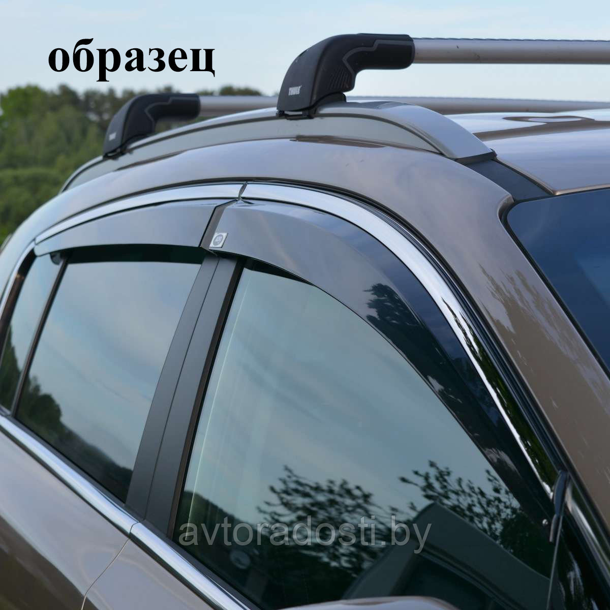 Ветровики для Volvo XC90 (2014-) / Вольво ХС90 (Хромированный молдинг 15мм.)