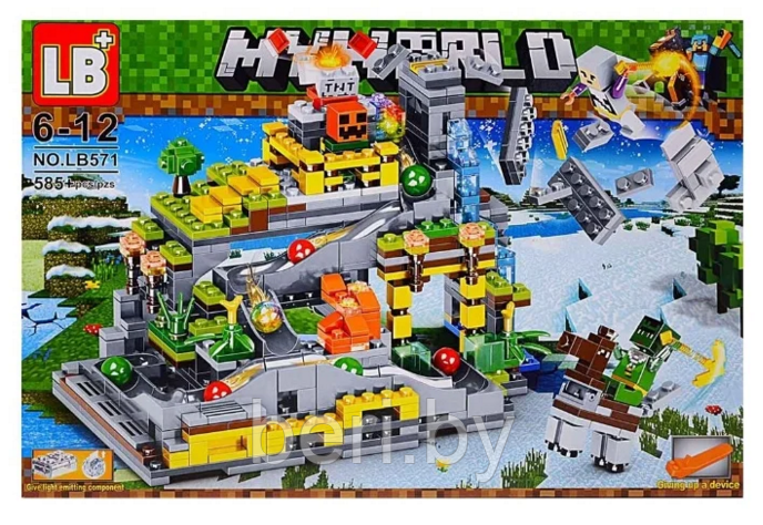 LB571 Конструктор LB "Зимние забавы" (аналог Lego Minecraft), 585 деталей, свет