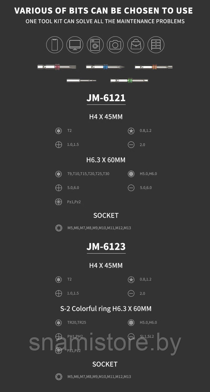 Набор отверток со сменными битами, JAKEMY JM-6121, 31 в 1 - фото 2 - id-p133868192
