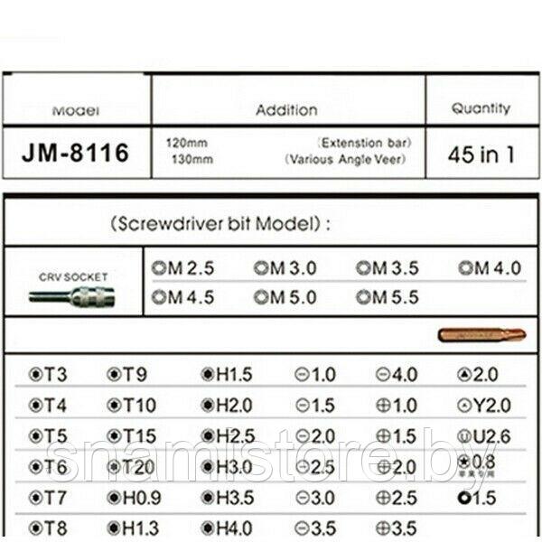 Отвертка со сменными битами для ремонта компьютеров JAKEMY JM-8116, 45 в 1 - фото 2 - id-p133871595