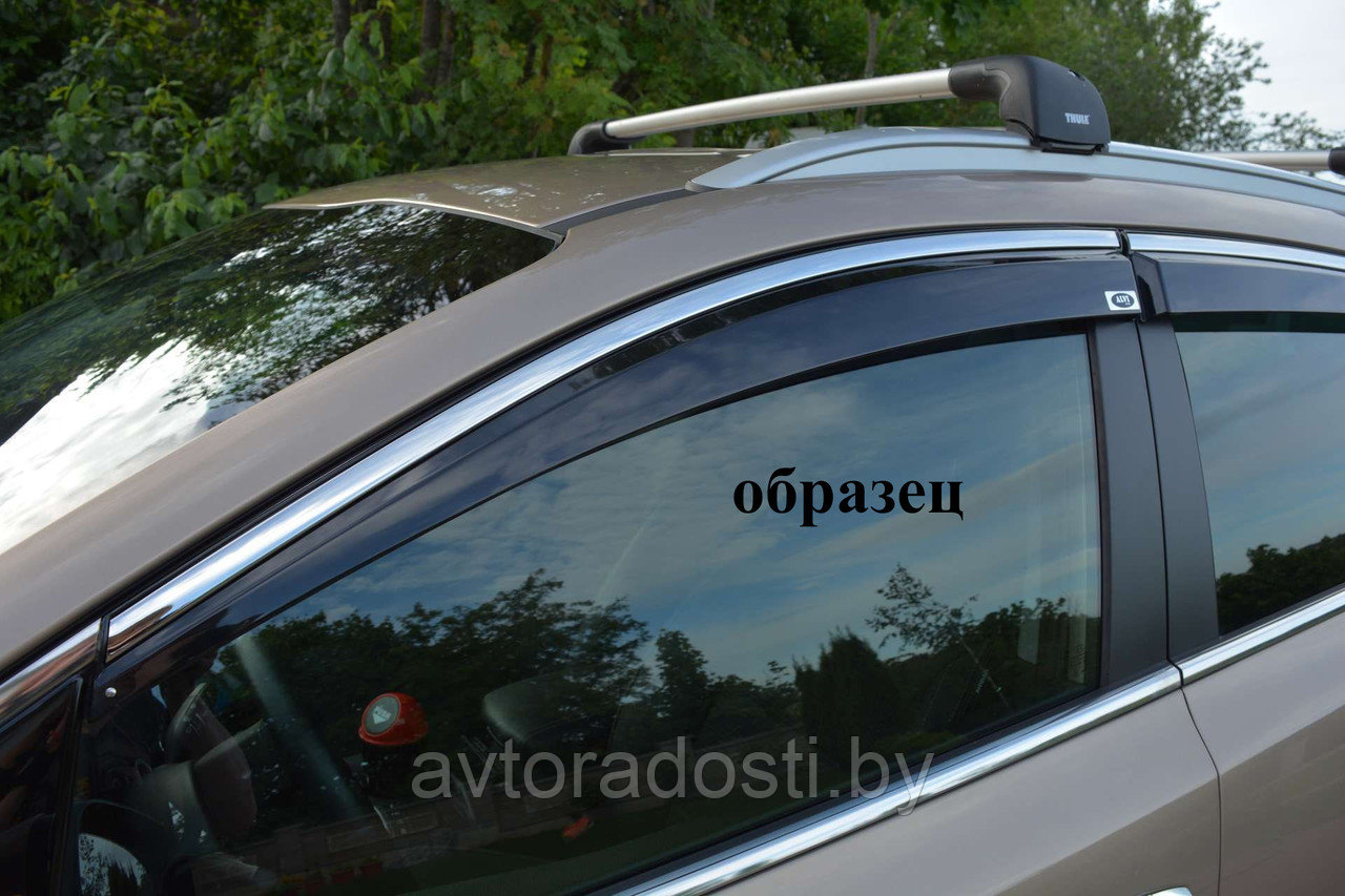Ветровики для Mitsubishi Outlander III (2012-) / Мицубиси Аутлендер (Хромированный молдинг - фото 3 - id-p133747030