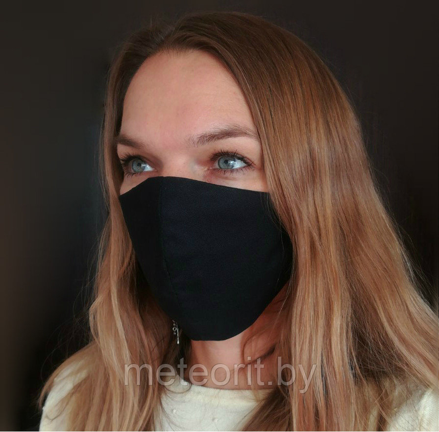 Повязка(маска) защитная многоразовая фигурная (х/б), черная