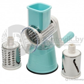 Распродажа Мультислайсер для овощей и фруктов 3 в 1 (Ручная терка) Tabletop Drum Grater, бирюзовый корпус