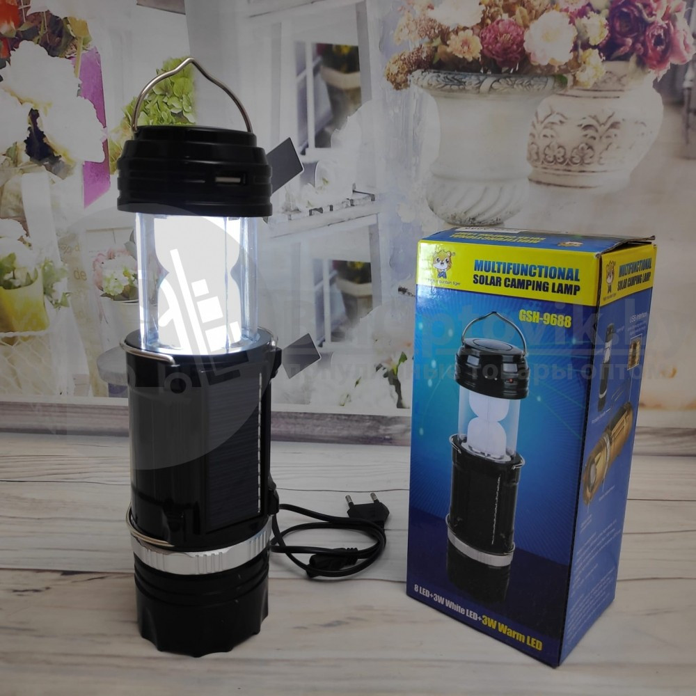 Универсальный складной кемпинговый фонарь Solar Camping Lamp GSH 9688 с солнечной панелью. Чемпион Лучшее - фото 3 - id-p133889902