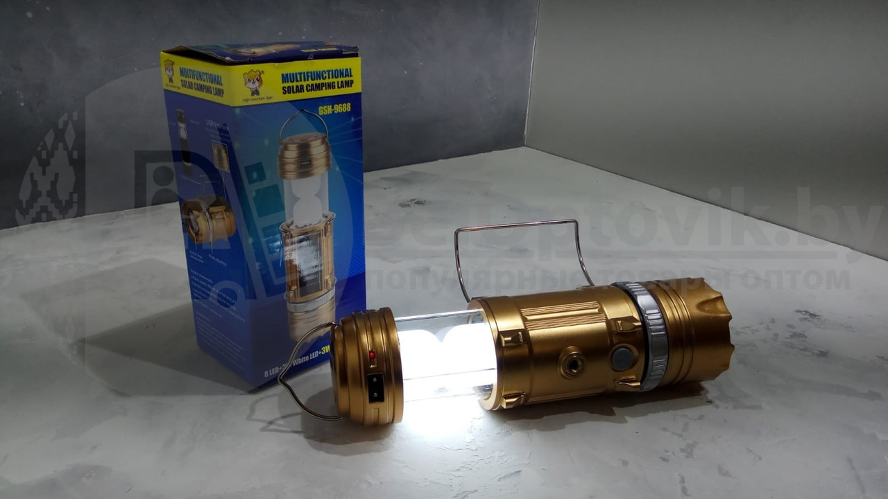 Универсальный складной кемпинговый фонарь Solar Camping Lamp GSH 9688 с солнечной панелью. Чемпион Лучшее - фото 6 - id-p133889902