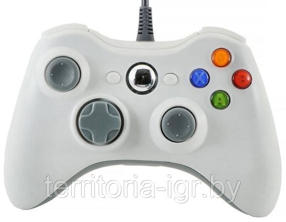Проводной геймпад для Xbox 360 Microsoft белый копия - фото 1 - id-p133917412
