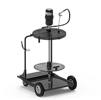 Мобильный пневматический солидолонагнетатель с насосом 60:1 и катушкой для бочек 185 кг на телеге