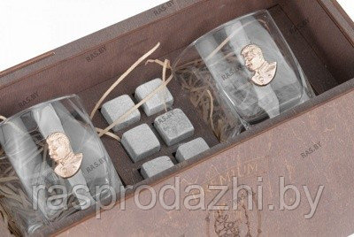 Подарочный набор Сталин с бронзовыми бюстами и камнями для напитков