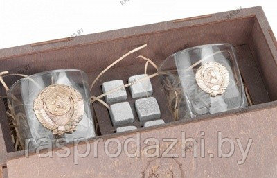 Подарочный набор СССР с бронзовыми гербами и камнями для напитков №2 - фото 1 - id-p133934554